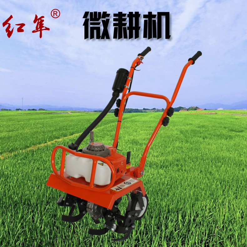红隼HS520二冲程52cc大功率家用多功能松土耕地汽油旋耕机微耕机图2