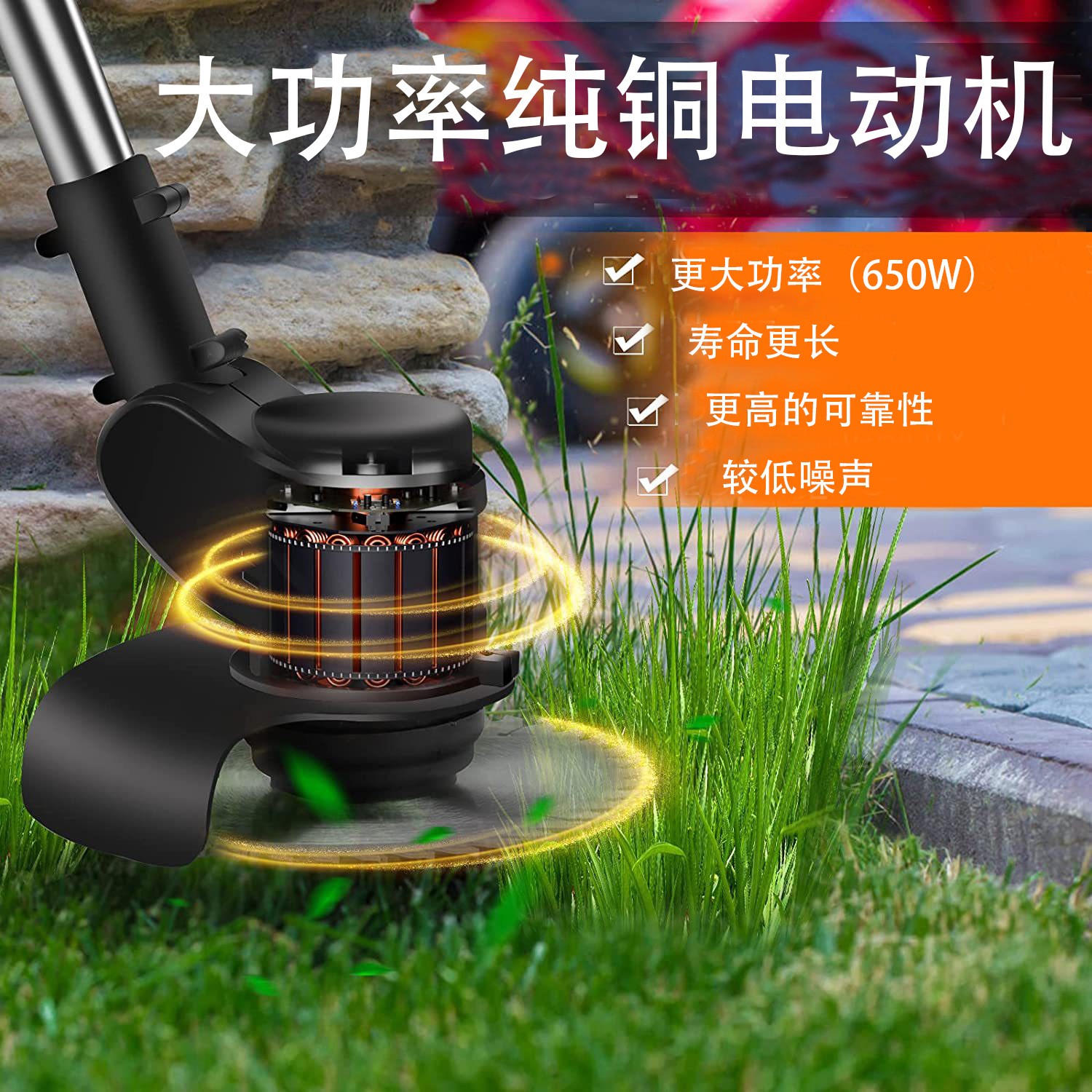 小型锂电打草机电动割草机家用园林修剪割草机手持充电式除草机图3