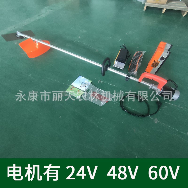 24V48V60伏后置有刷电动割草机背包电瓶式充电锂电直杆农用割灌机图2