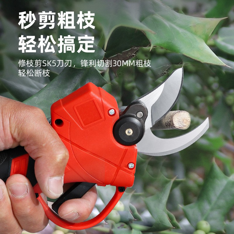 新款电动修枝剪刀多功能锂电树枝剪充电式果园剪手持式充电园林剪图2