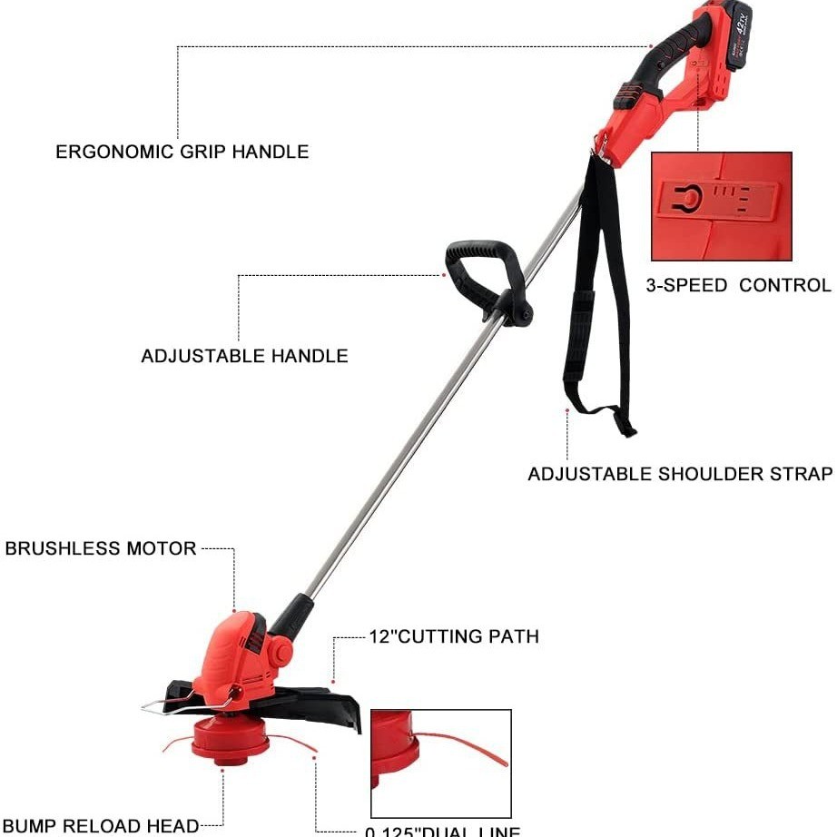 无刷电动割草机充电式小型家用多功能锂电打锄草农用收割除草神器图3