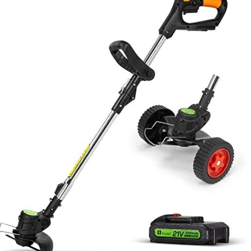 有刷大功率带轮子锂电割草机21V充电式家用小型除草机便携式打草