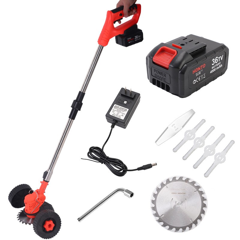 有刷大功率带轮子锂电割草机21V充电式家用小型除草机便携式打草图4