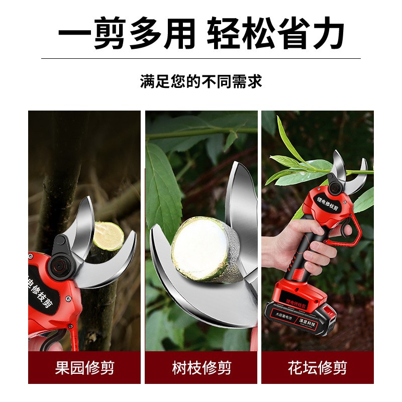 电动剪刀果树式园林粗枝锂电修枝剪高枝树枝神器加长剪子充电手持图3