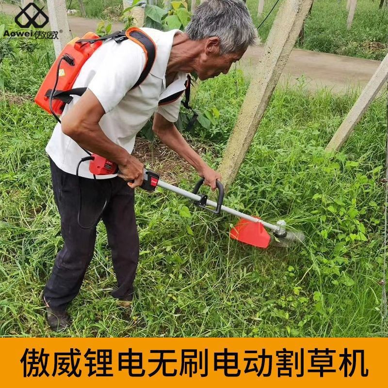 傲威充电式割草机电动割草机锂电池小型背式除草机家用草坪打草机图3