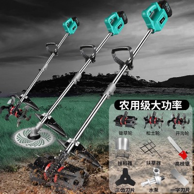 大功率背负式锂电割草机带除草轮松土打草机草坪机充电式农用割草