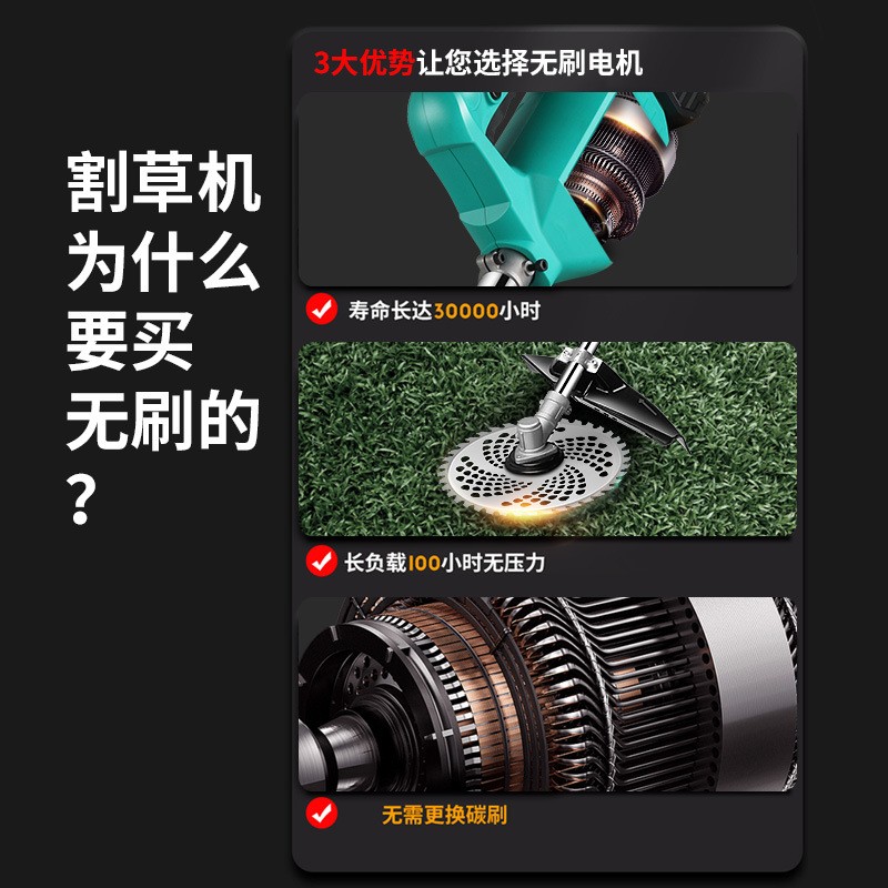大功率背负式锂电割草机带除草轮松土打草机草坪机充电式农用割草图3