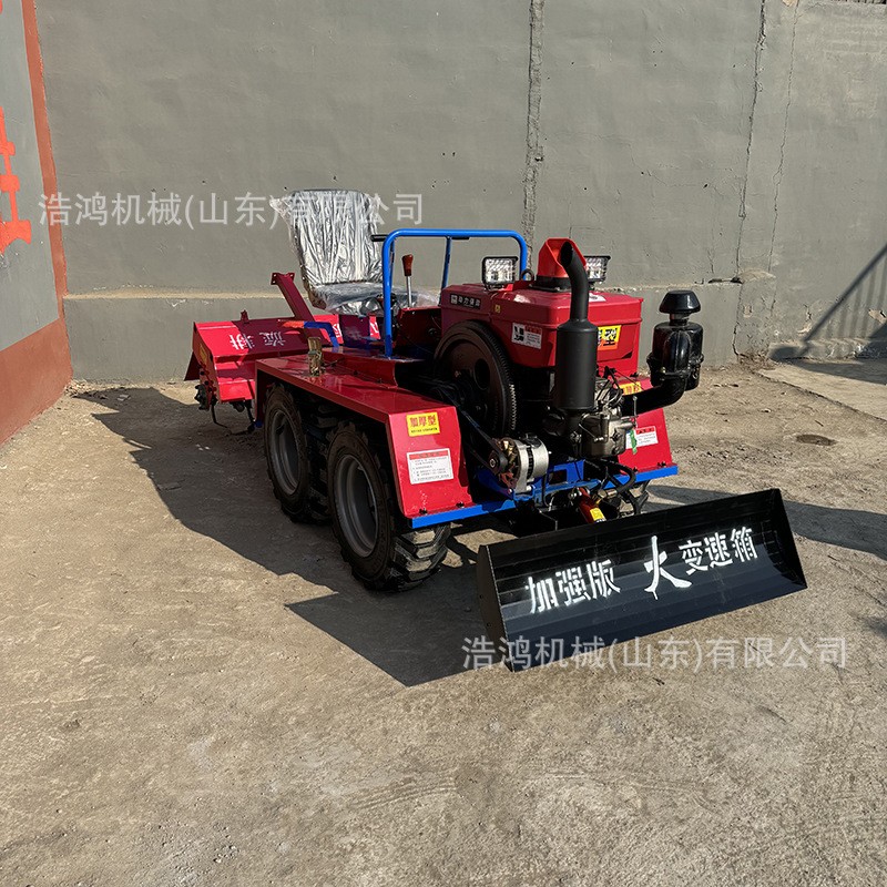 微耕机多功能农用水田开沟拖拉机打田机翻土机 四驱乘坐式旋耕机图3