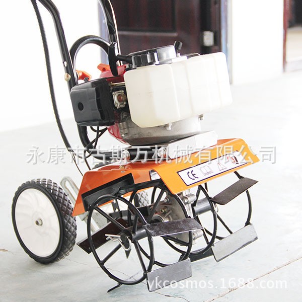 供应2.2马力汽油除草机小型微耕机农用耕地翻土机配除草轮多功能图2