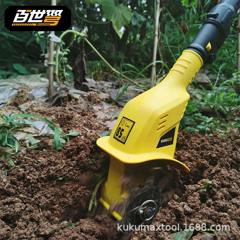 百世弩手持20V锂电微耕机松土机农用翻土家用小型电动锄 头旋耕机图2