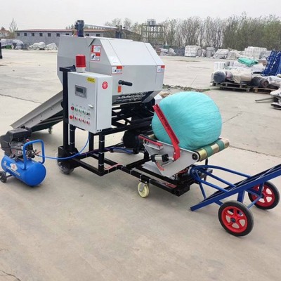 全自动打捆机青储打包机青贮机饲料牧草玉米秸秆打捆包膜一体机