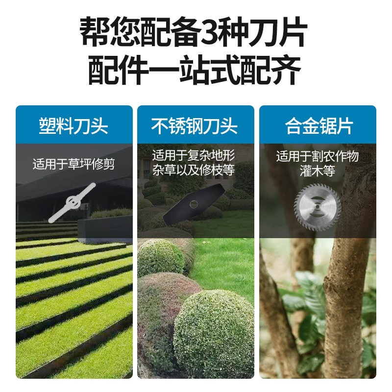 绿亦园林电动充电割草机家用手持便携锂电除草机修剪工具图2