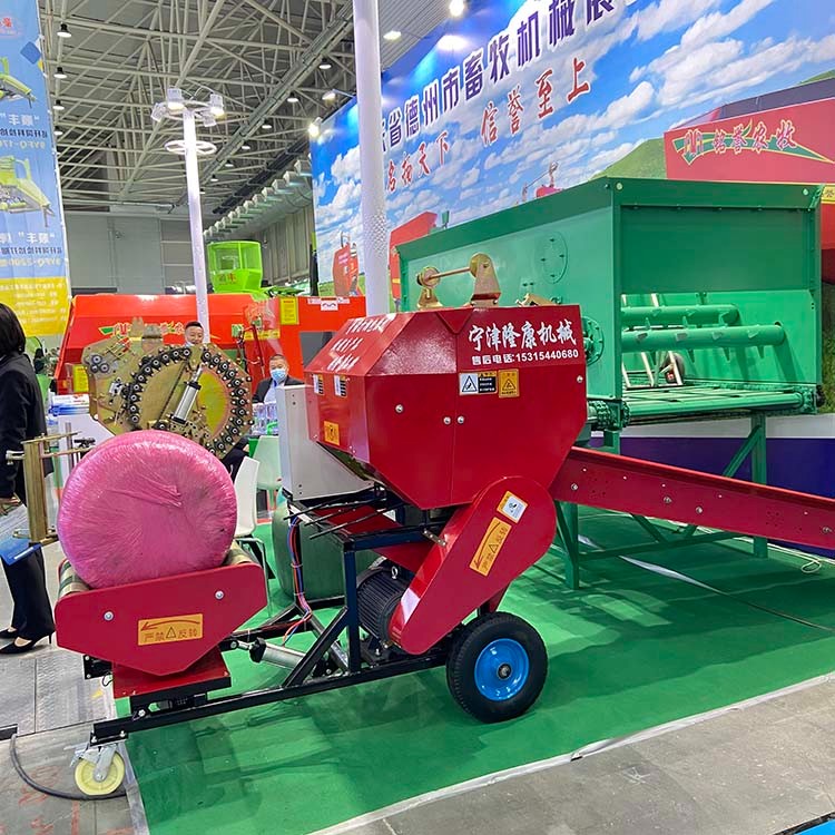 上料机配青储饲料打捆包膜一体机 圆草捆青贮饲料打捆机售后三年图5