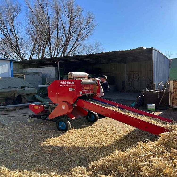 上料机配青储饲料打捆包膜一体机 圆草捆青贮饲料打捆机售后三年图2