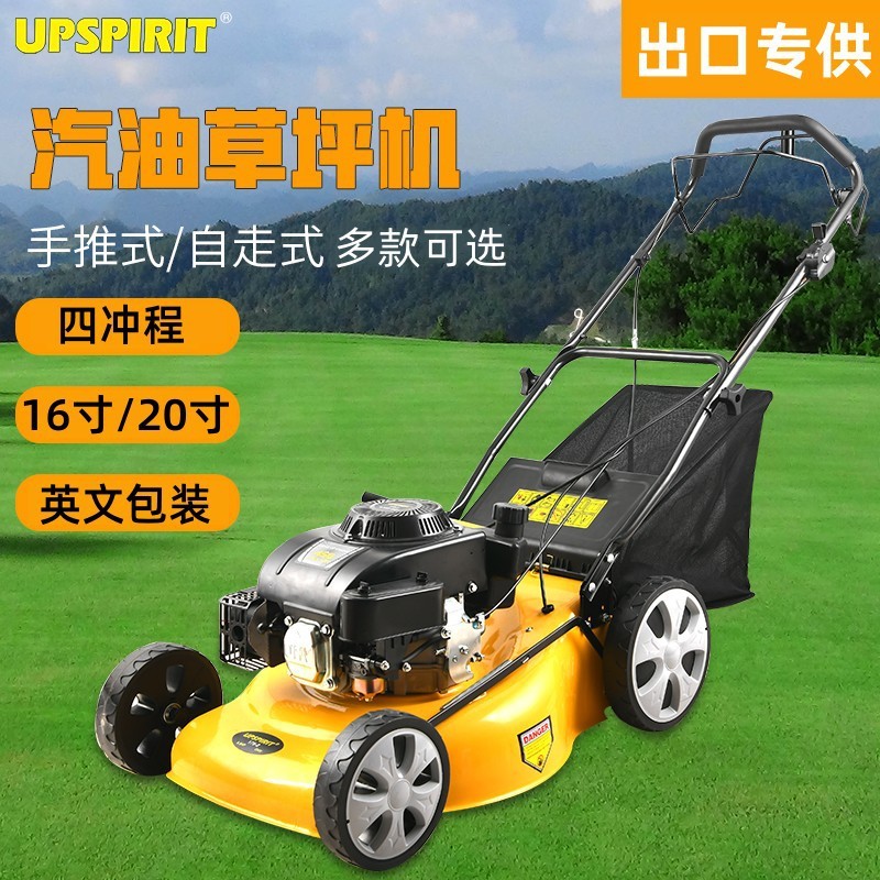 出口四冲程汽油草坪机 20寸自走式打草机园林除草机 手推式割草机图1