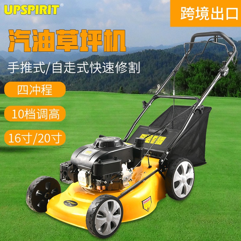 出口四冲程汽油草坪机 20寸自走式打草机园林除草机 手推式割草机