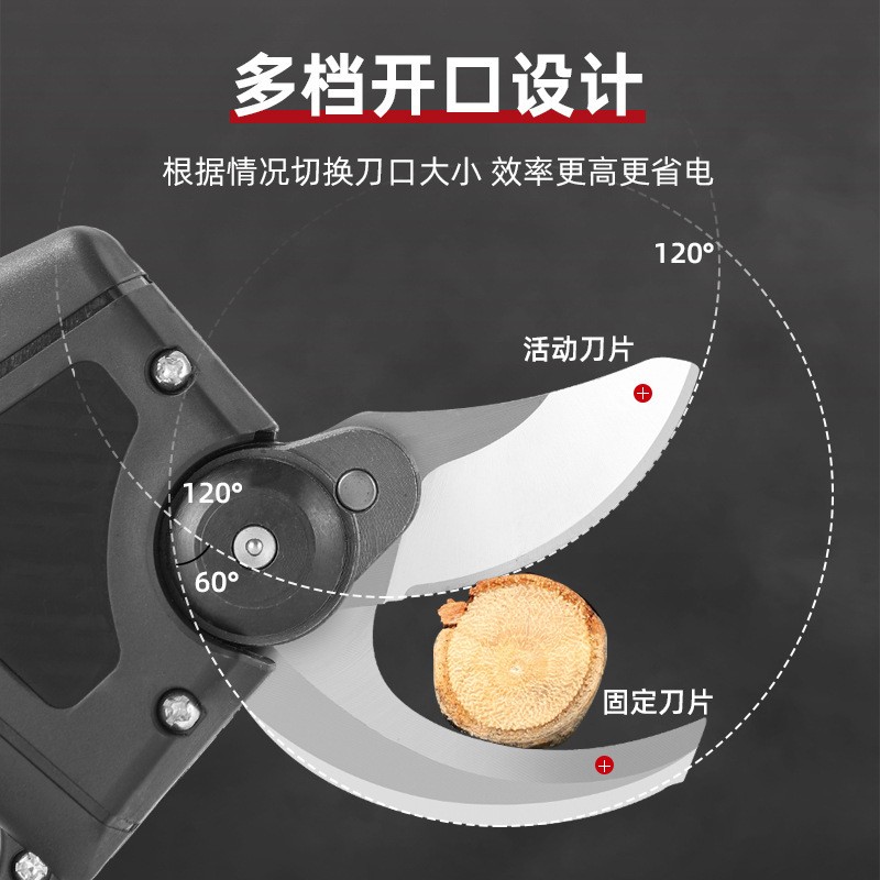 跨境便携式家用锂电修枝剪充电式园林剪刀果树高空粗枝剪定制款图2