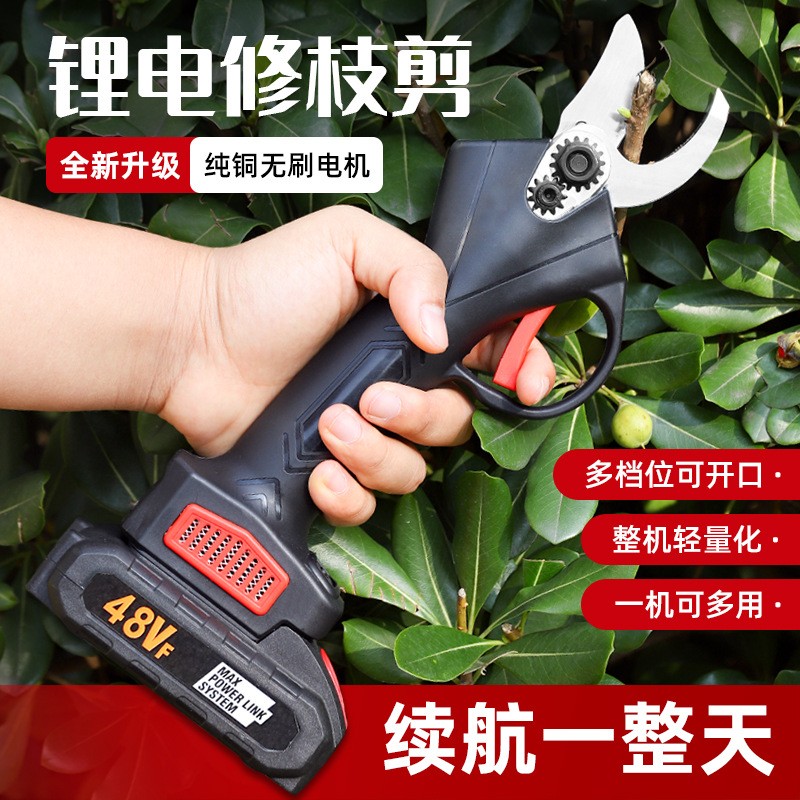 跨境爆款锂电修枝剪便携式家用锂电剪果树剪充电式园林电剪刀批发