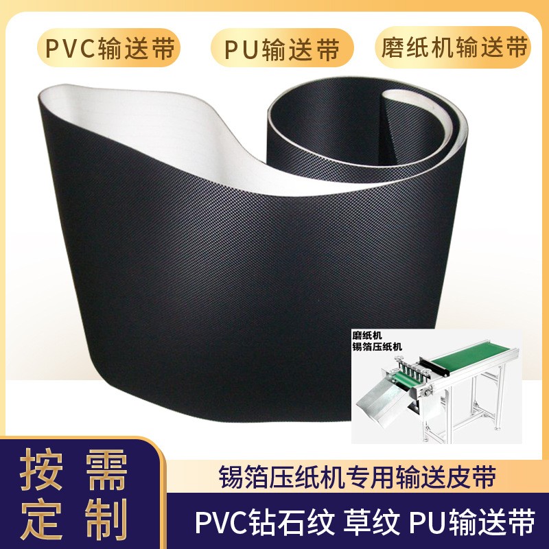 PU爬坡绿色输送带锡箔纸压纸机新款皮带 PVC钻石纹磨纸机传动皮带图1