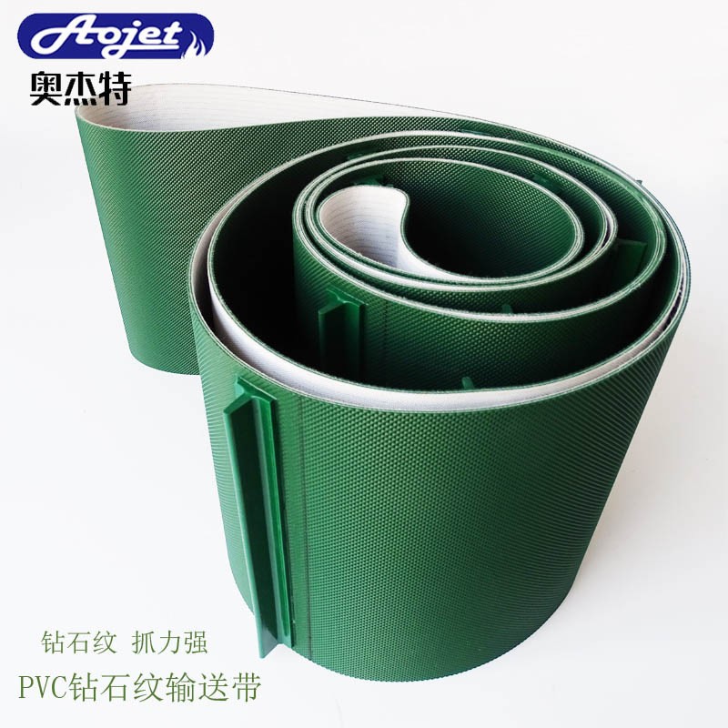 PU爬坡绿色输送带锡箔纸压纸机新款皮带 PVC钻石纹磨纸机传动皮带图3
