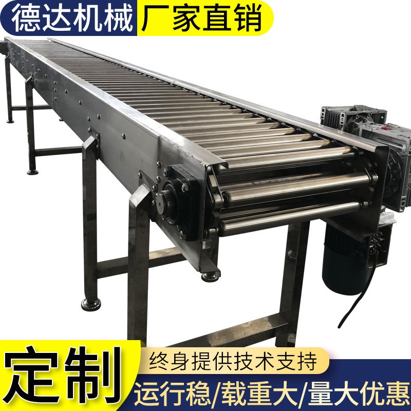 动力滚筒输送机 物流分拣流水线托辊卸货滚轮送料架 不锈钢传送带图4