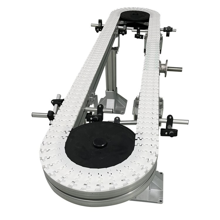 今一直供柔性链输送线 转弯式环形龙骨链防滑辊筒平顶链板流水线图5