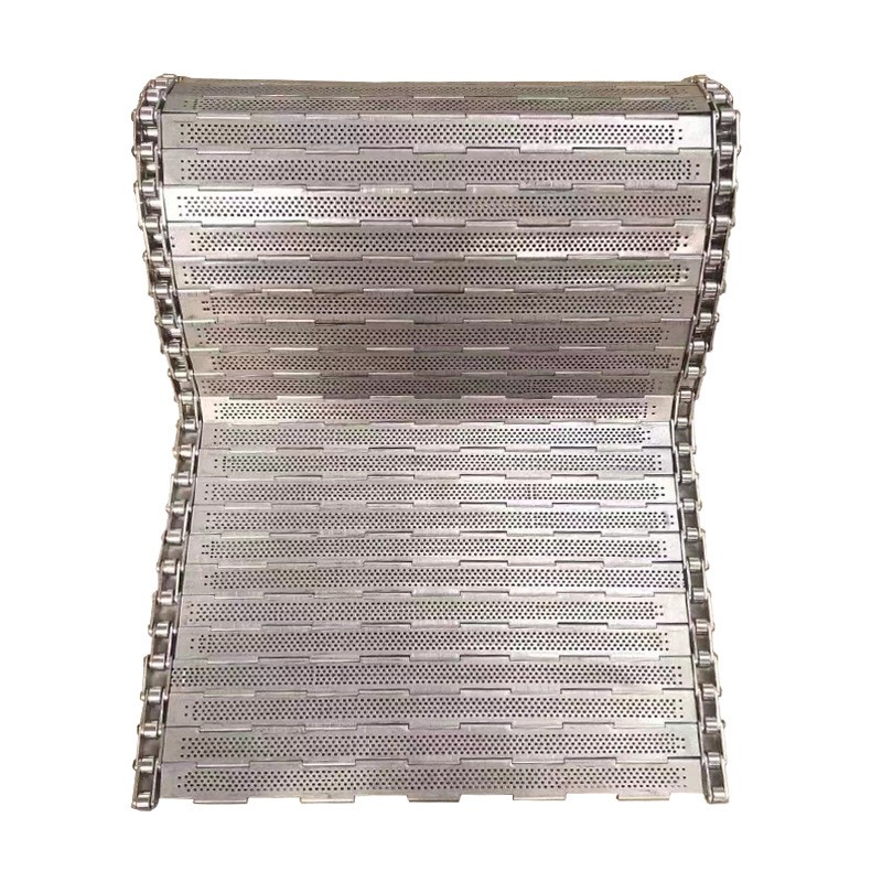 304不锈钢食品清洗烘干链板输送带鱼虾速冻传送板链工业冲孔链板图5