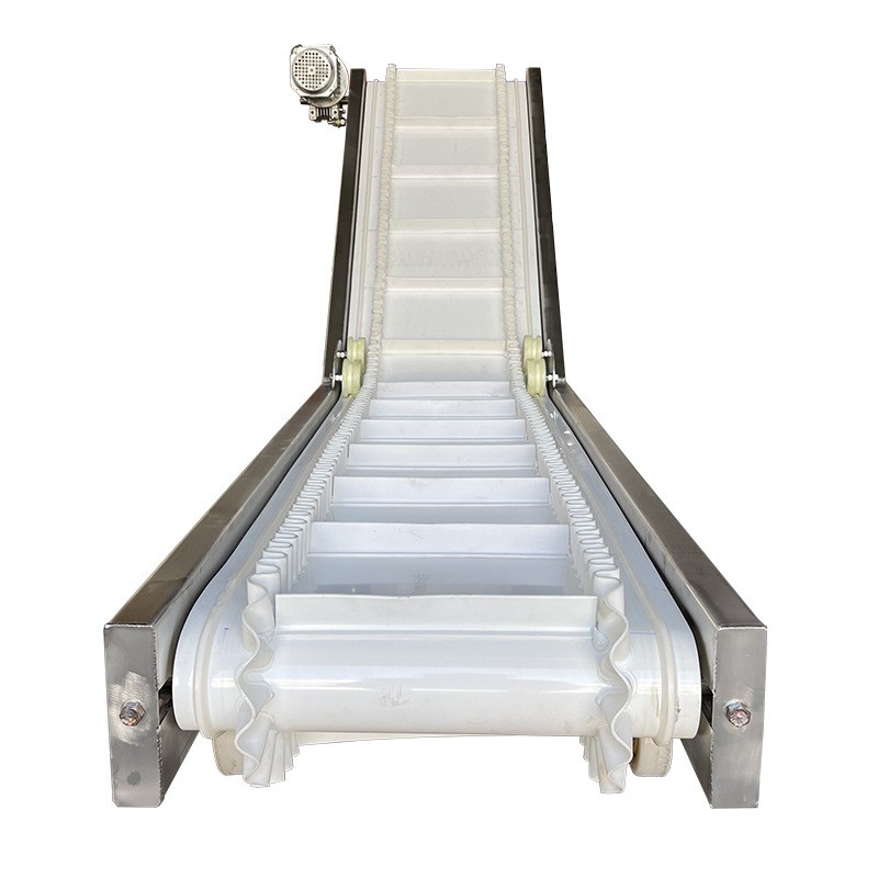 爬坡皮带输送机食品级流水线裙边挡板PU皮带提升机颗粒上料传送机图5