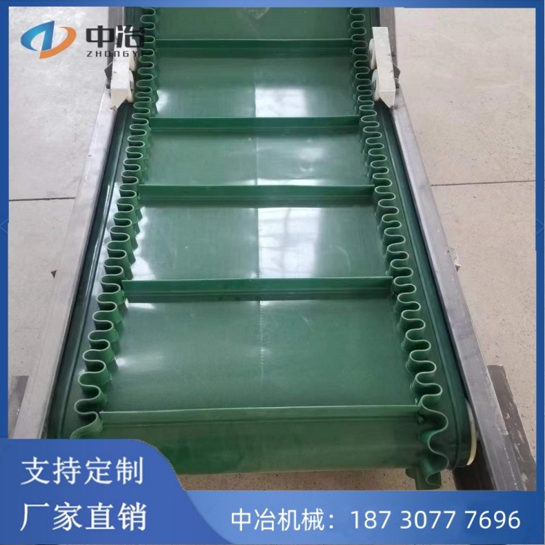 可移动皮带输送机 大倾角爬坡皮带机 裙边 挡板运料机 运行平稳图3