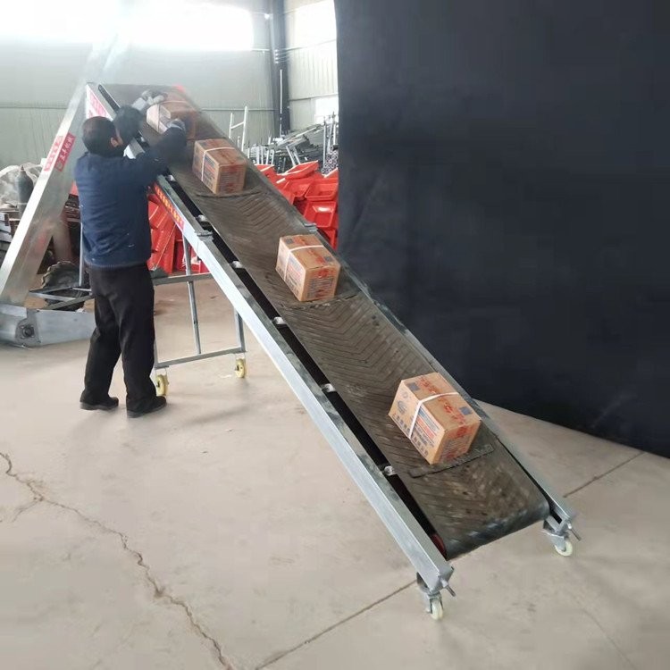 升降式黑色皮带输送机 物流装车折叠传送带 加厚防滑耐磨图2