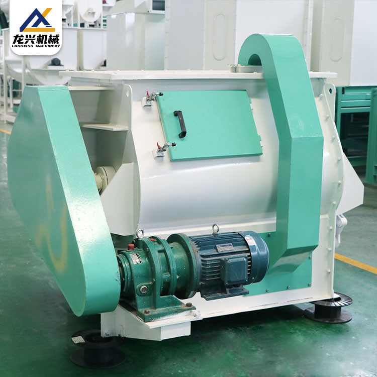 饲料厂粉料搅拌设备 颗粒拌料机 双轴桨叶式饲料混合机 龙兴图2