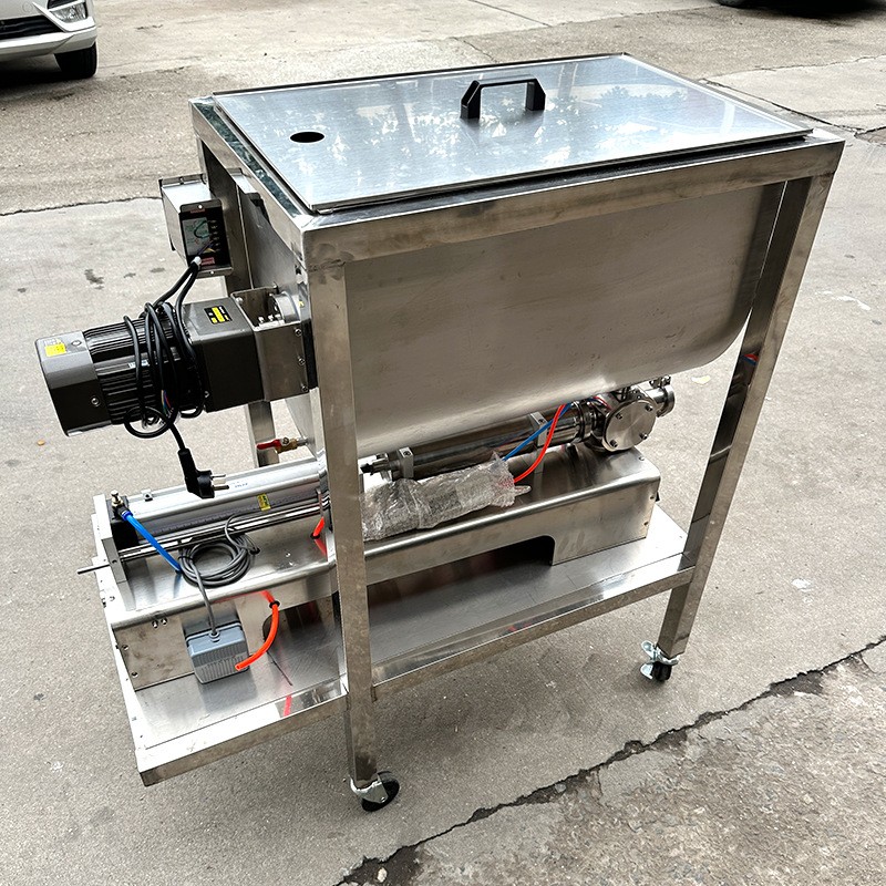 不锈钢蒜蓉辣椒卧式搅拌机食品酱料混合机韭菜液体膏体拌料机罐装图5