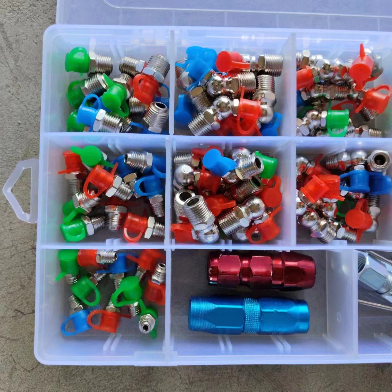 黄油嘴套盒M6M8M10毫米黄油咀注油嘴黄油枪尖头平头针式枪头套盒图2