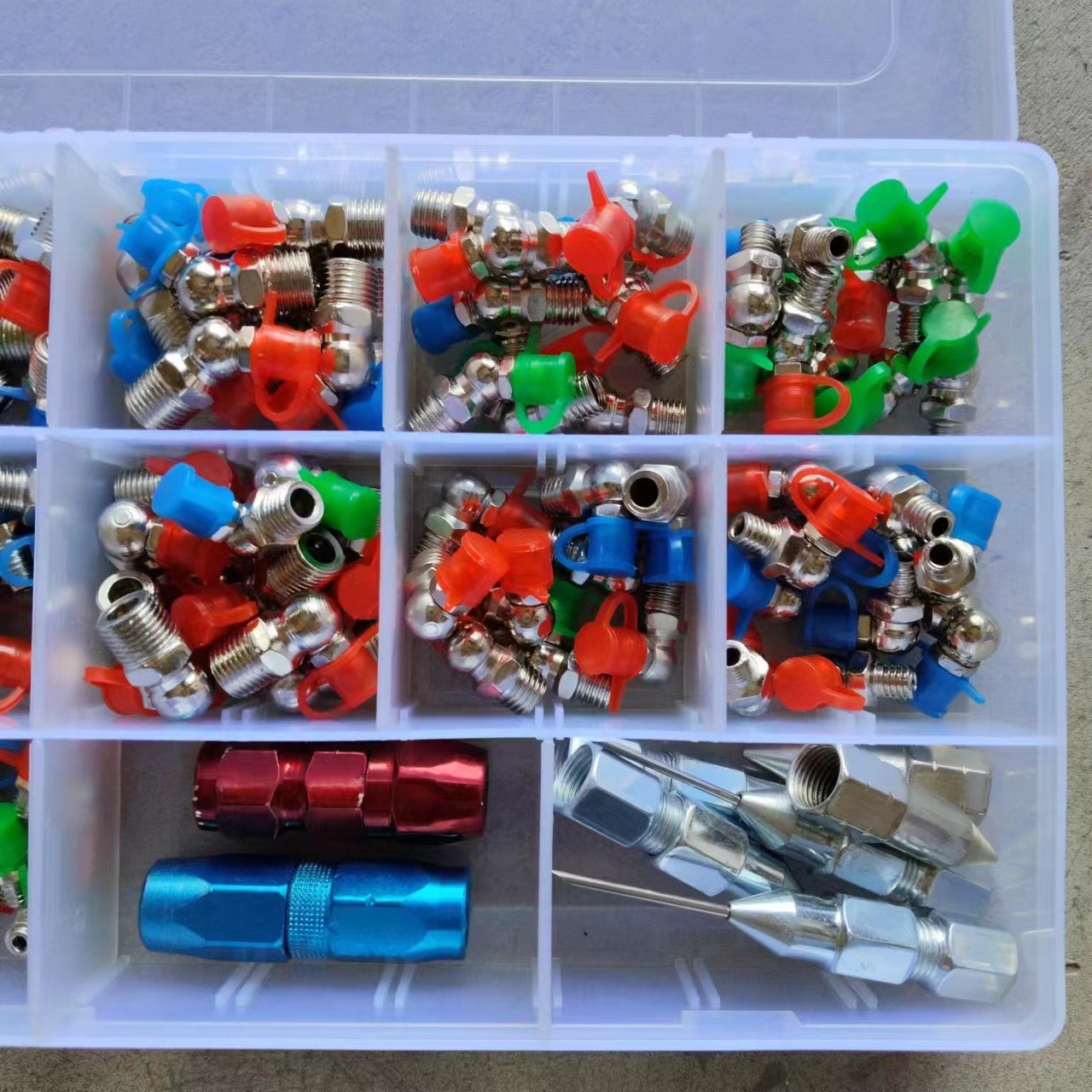 黄油嘴套盒M6M8M10毫米黄油咀注油嘴黄油枪尖头平头针式枪头套盒图3