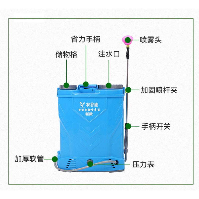 农谷盛锂电喷雾器农用打药 20L双盖加厚背负式高压电动喷雾器批发图4