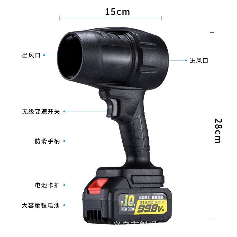 锂电暴风机大功率无线电动吹风机强力工业鼓风机暴力风扇图2