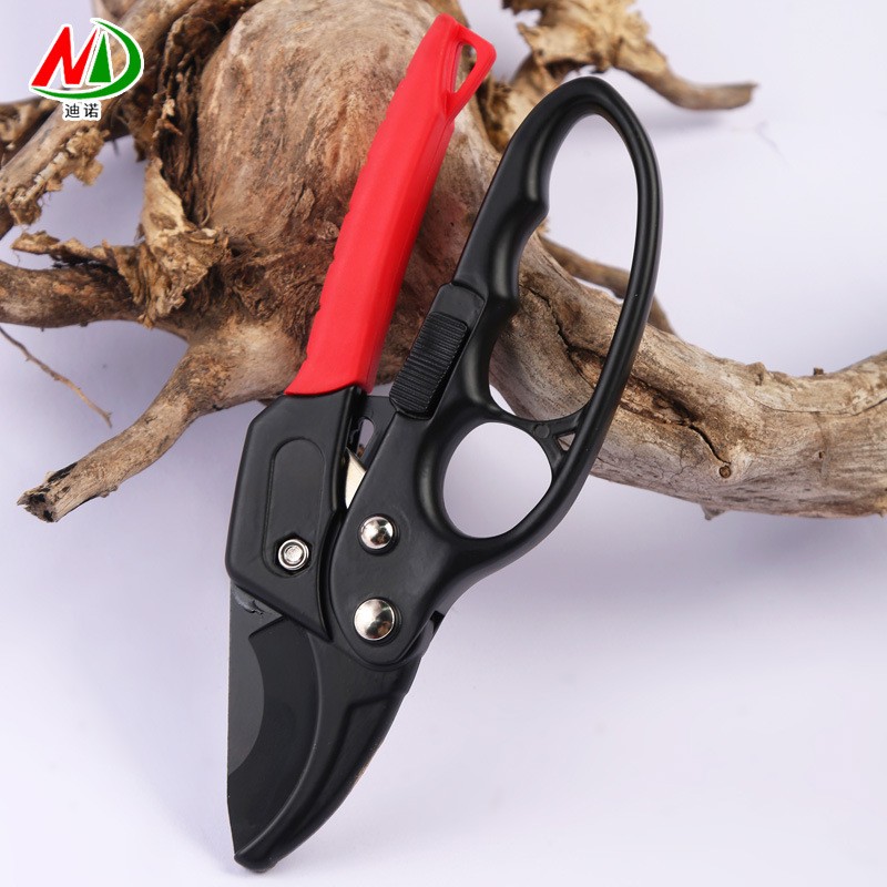 迪诺厂家批发红黑分段棘轮式果树修枝剪园林园艺盆栽省力果枝剪刀图3