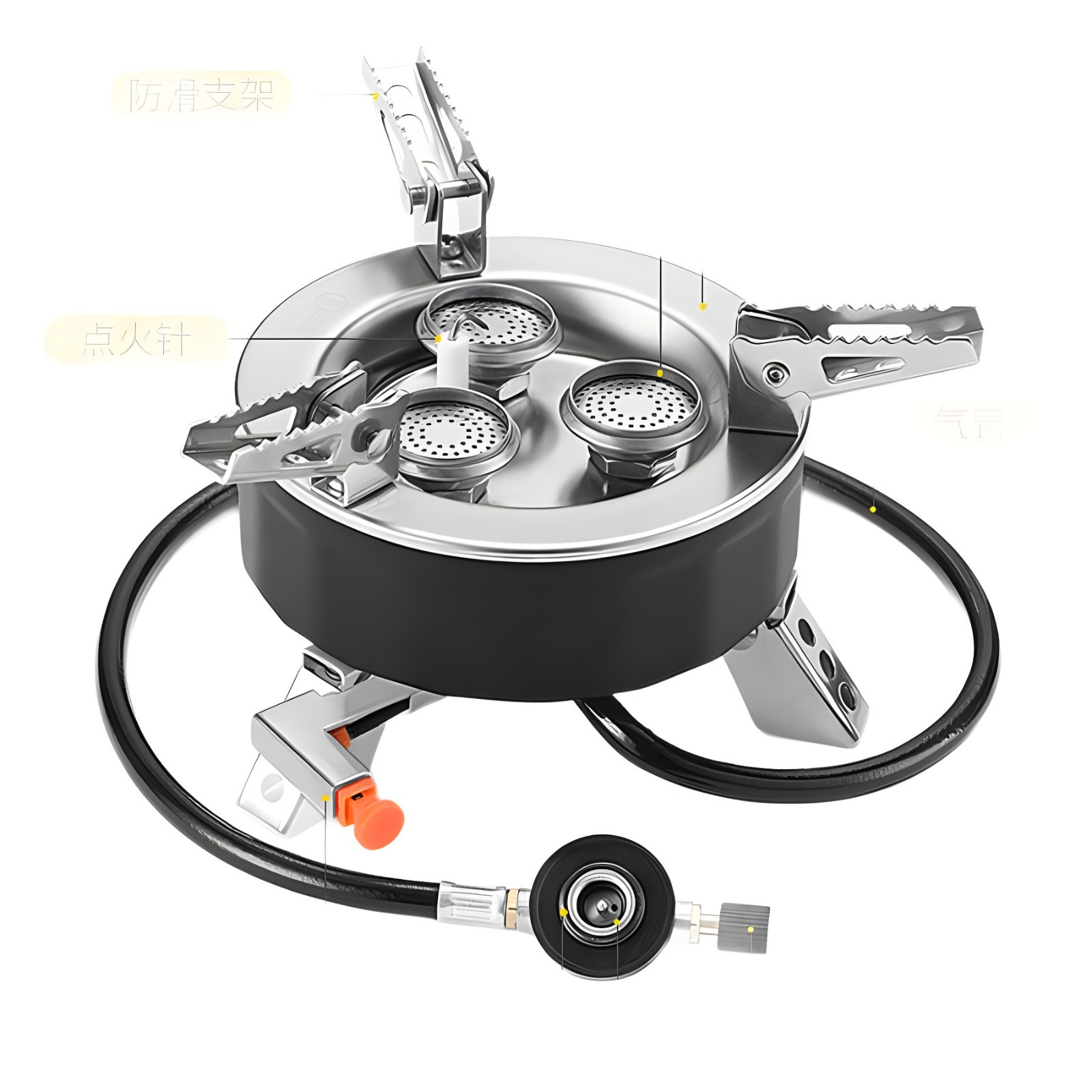 户外三头炉野外防风便携露营炉具丁烷燃气炉两用瓦斯炉式煤气炉灶图5