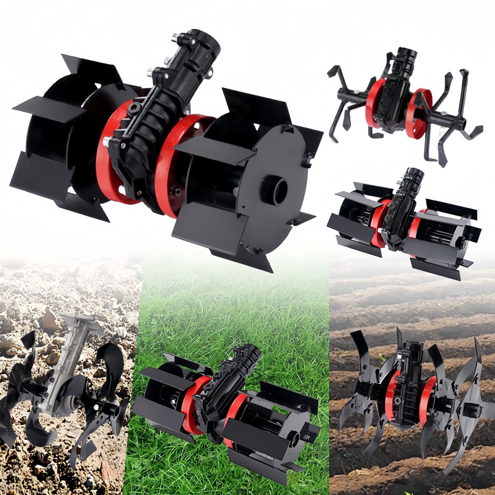 厂家批发割草机配件直刀斜刀总成松土轮开沟轮除草轮深耕 轮通用图3