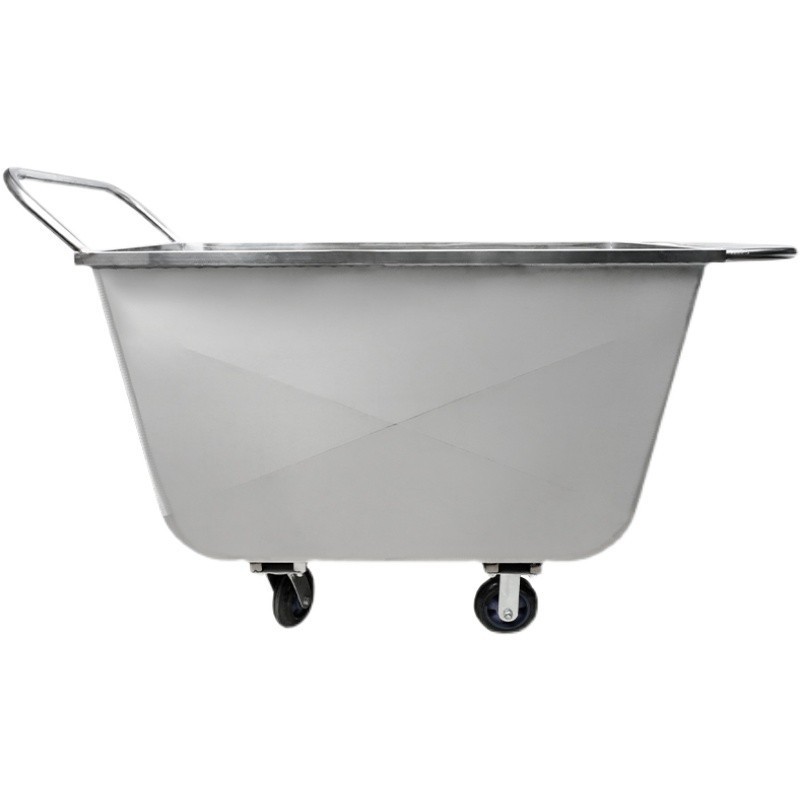 不锈钢饲料车手推喂料车加厚运输车养猪推料车四轮运料车养殖设备图5