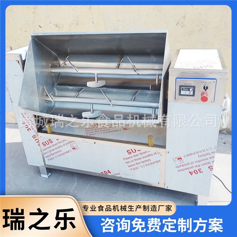 商用双绞龙和馅机 小型腊肠拌馅机 青岛老火腿拌馅设备厂家图3