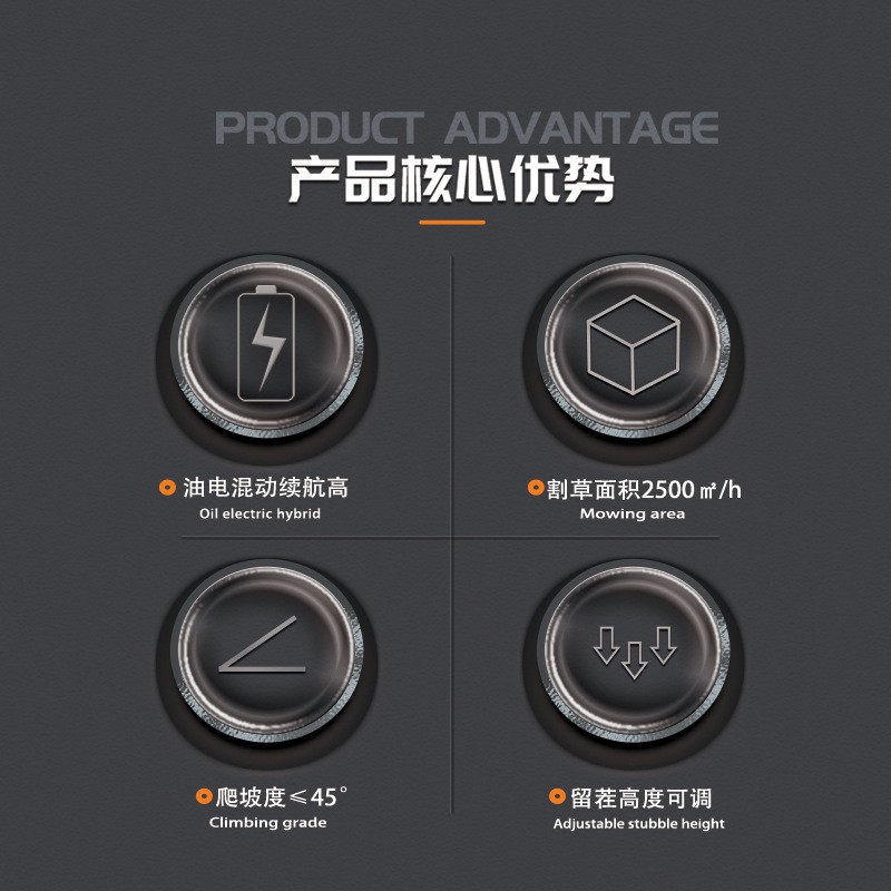 大型割草机器人智能履带除草碎草油电混动陡坡草地农业种植庭院图4
