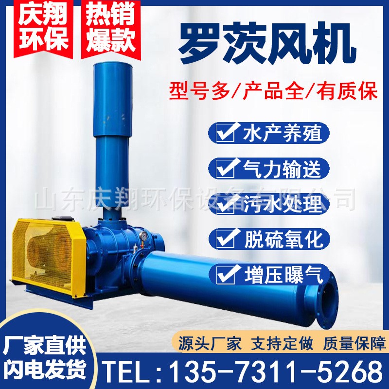 现货供应罗茨风机鼓风机污水处理水产养殖曝气增氧机三叶罗茨风机图1