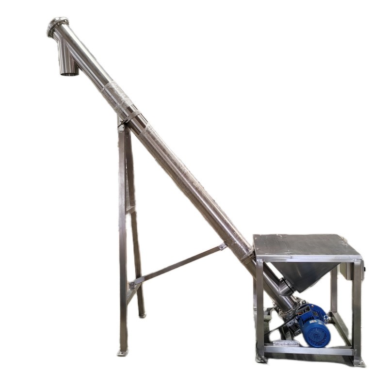 159管螺旋输送机2米高3米长密封料斗304不锈钢材质颗粒粉剂提升机图2