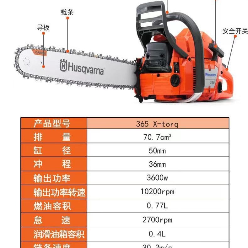 瑞典进口油锯富世华油锯365伐木锯365XP大功率专业汽油锯电链锯图2