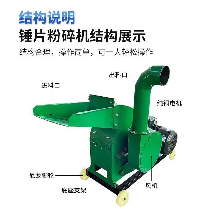 家用小型万能锤片粉碎机养殖场干湿两用磨粉机秸秆玉米饲料粉碎机图2