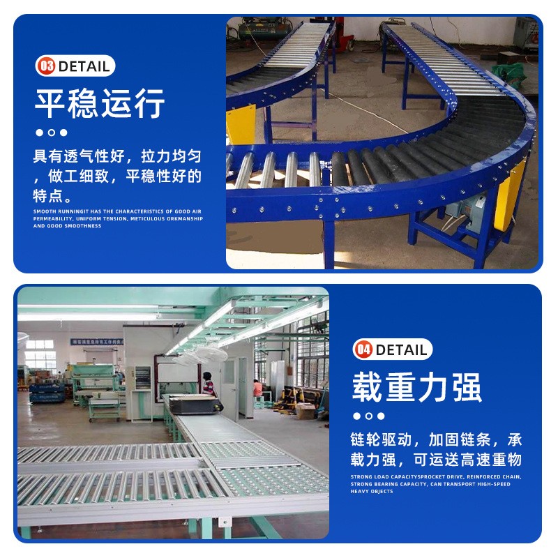 滚筒输送机90度转弯机快递运输动力滚筒线无动力滚筒输送机流水线图3