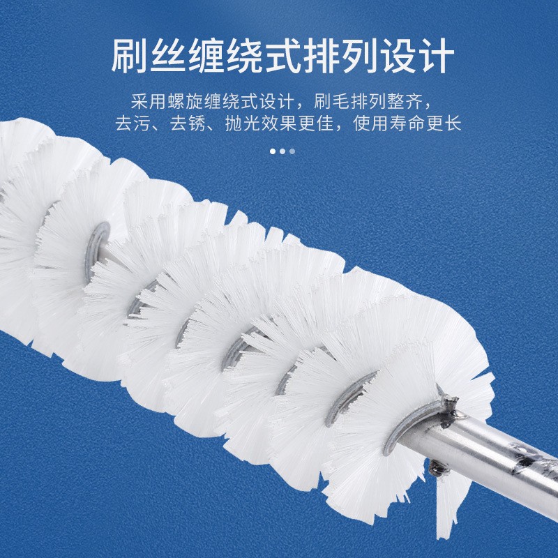 工业弹簧刷外绕弹簧刷抛光打磨除锈缠绕钢丝镀铜纯铜毛刷辊可定制图4