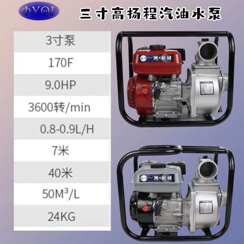 厂家批发果树园林农用灌溉自吸消防高压2寸3寸汽油机抽水机水泵图3
