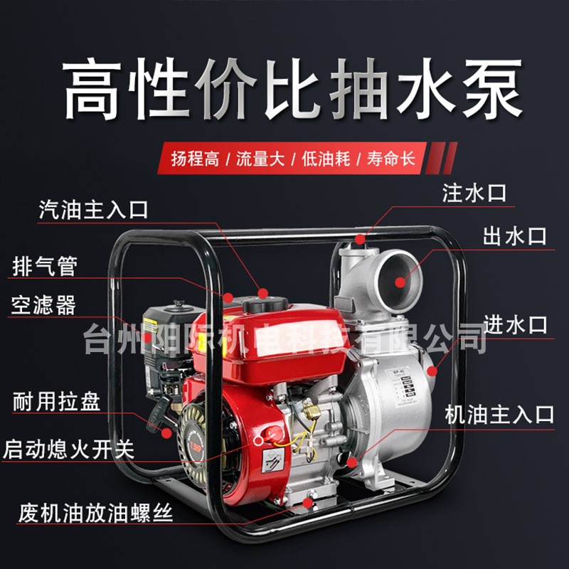 汽油四冲程抽水机农用灌溉大功率2寸3寸4寸大流量自吸柴油抽水泵图4